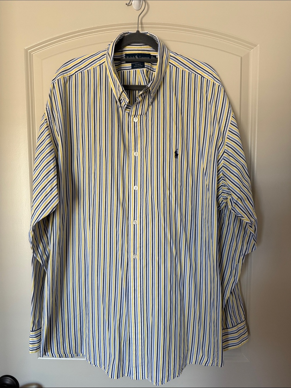 Polo Ralph Lauren Blue and Yellow Striped Button-Down Shirt Size XL 0106